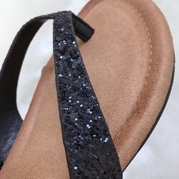 Black Glitter Thong Sandals - Picture 2 of 5